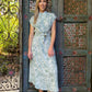 Clarence Maxi - Outline Palm: Front Tie Shirt Dress