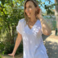 Sadie - Plain White:  Basic V-Neck Top