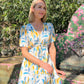 Lyn Maxi - Cheerful Garden: V-Neck elasticated waistline detail Maxi Dress
