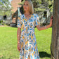 Lyn Maxi - Cheerful Garden: V-Neck elasticated waistline detail Maxi Dress