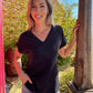 Sadie - Plain Black:  Basic V-Neck Top