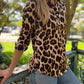 Ellie - Leopard Satin:  Classic collared shirt with cuff