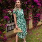Venice - Foliage Green: Mandarin Collar Shirt Dress With Belt