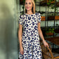 Hailey - Oversized Leopard: Classic Short Sleeve Tiered Midi Dress