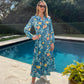Winter Rose - Blooming Beauty:  V-neck mandarin collar tiered dress with elasticated long sleeves