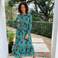 Willow - Floral Perfection:  Long Sleeve Round Neck Classic Maxi Tiered Dress