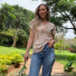 Sadie - Natural Palm:  Basic V-Neck Top