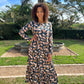 Willow - Forget Me Not:  Long Sleeve Round Neck Classic Maxi Tiered Dress