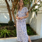 Sandy - Havana Classic: Short Sleeve V-neck Binding Maxi Dress with drawstring