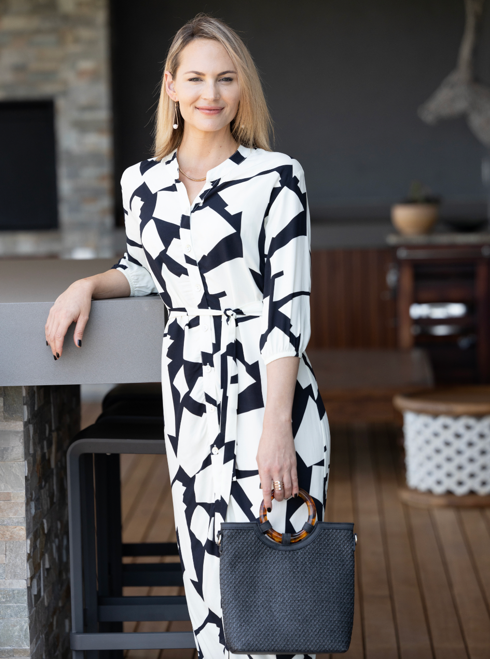 Beauty - A New Day: Classic Shirt Dress with 3/4 elasticated sleeves.