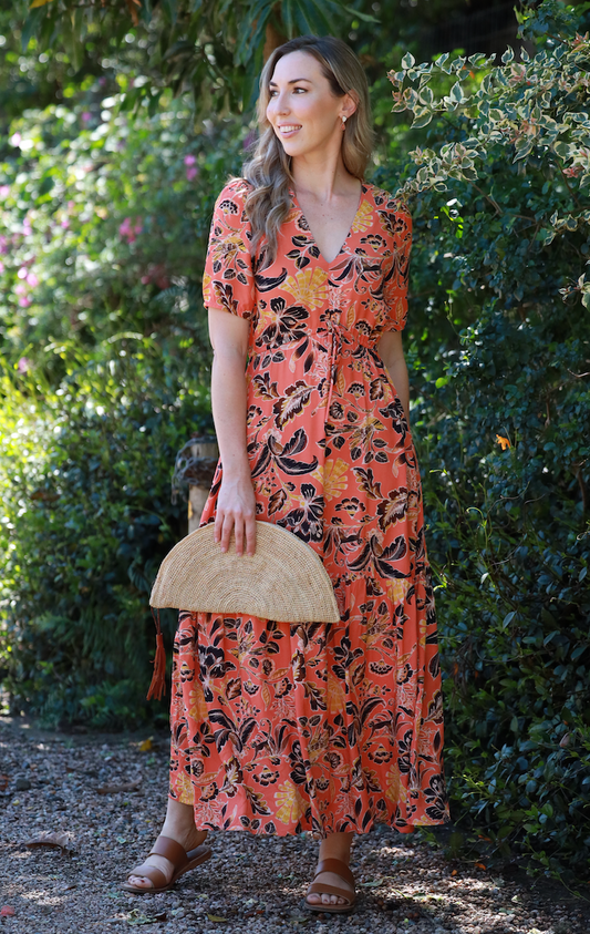 Lyn Maxi - Fairy Tale Garden: V-Neck elasticated waistline detail Maxi Dress