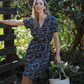 Charlie - Indigo Dreams: Classic Midi Shirt Dress with mandarin collar