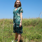 Ella -  Secret Garden: Short Sleeve V-Neck Knee Length Tiered Midi Button-up Dress