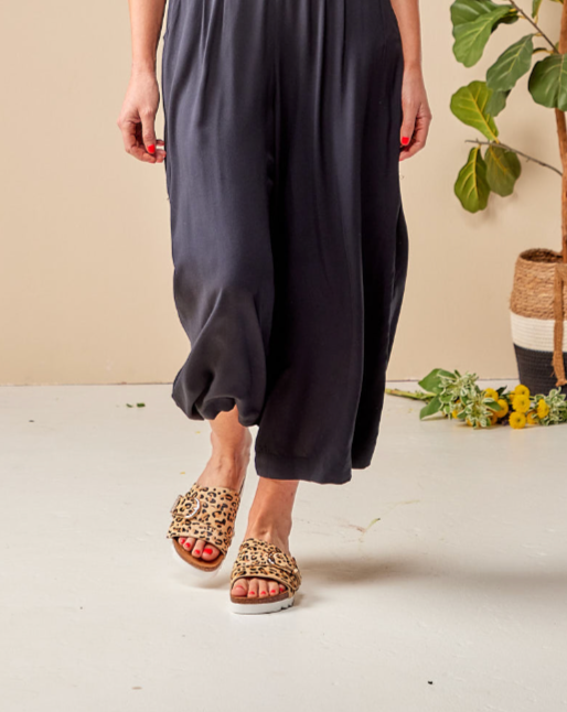 Julz Logan Leopard Slip-On Sandal