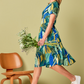 Hailey - Jungle Blossom Green: Classic Short Sleeve Tiered Midi Dress