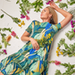 Hailey - Jungle Blossom Green: Classic Short Sleeve Tiered Midi Dress
