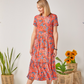 Florence - Paisley Dreams: 3/4 Classic Short Sleeve Round Neck Tiered Dress