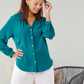 Alice - Plain Emerald: Button up mandarin collar shirt