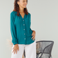 Alice - Plain Emerald: Button up mandarin collar shirt