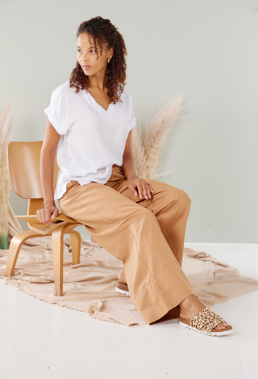 Sadie - White:  Basic V-Neck Top
