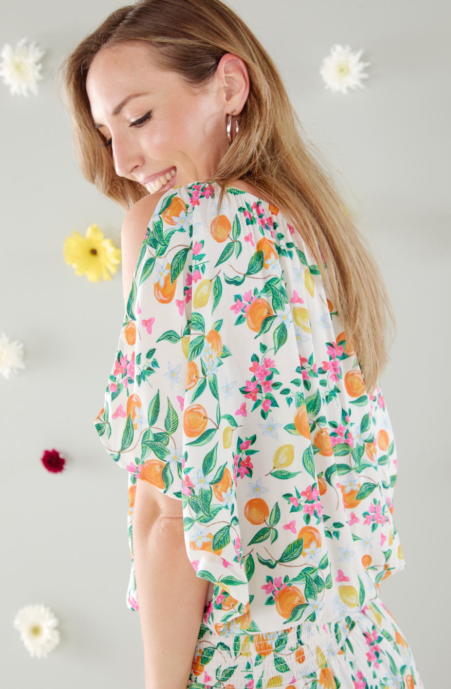 Boho Midi Dress - Positano: Sheered elasticated waistband midi dress