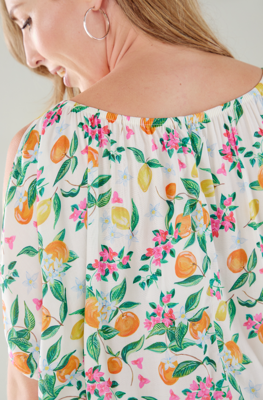 Boho Midi Dress - Positano: Sheered elasticated waistband midi dress