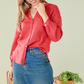 Alice - Baked apple Linen: Button-up mandarin collar shirt