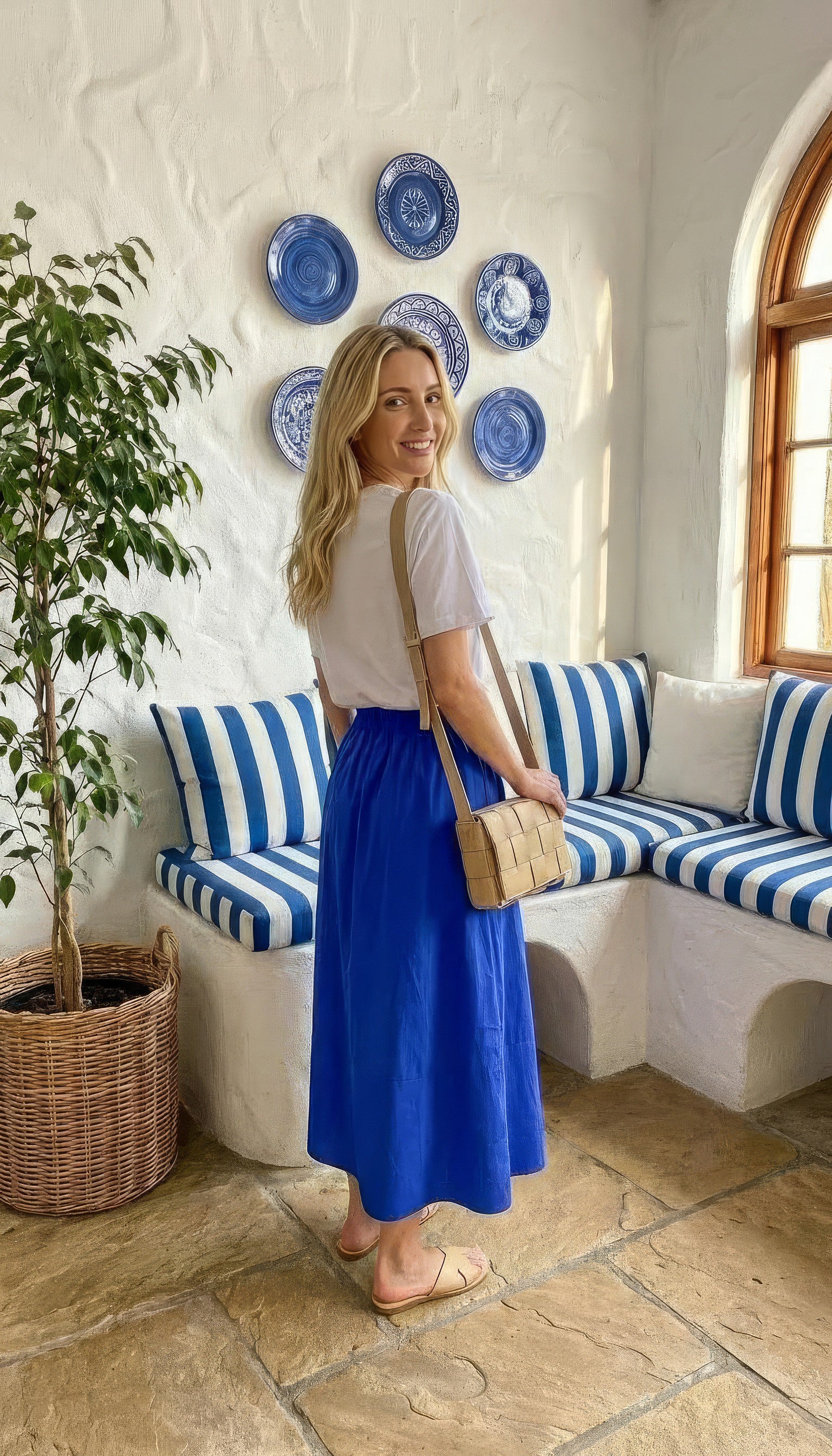 Shay - Royal Blue: A-line Poplin skirt