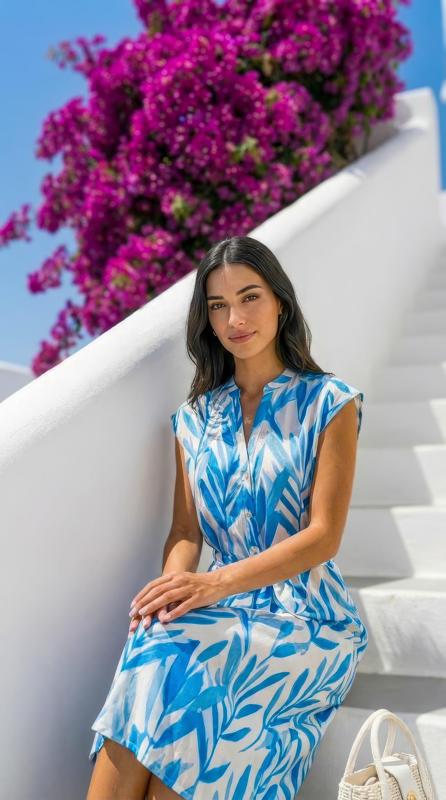 Kyla - Vintage Blue: Classic Midi dress with detachable belt