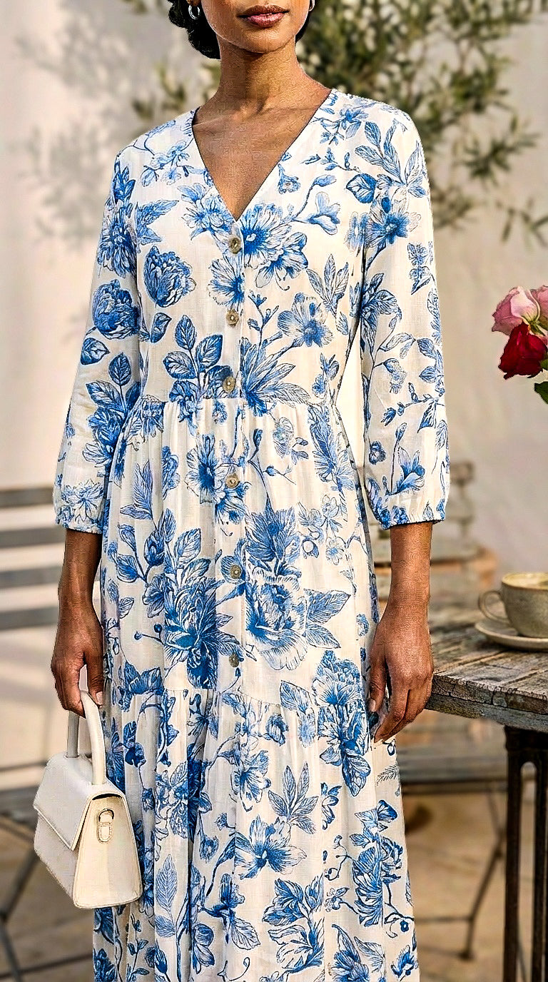 Isla - Glistening Grove: Tiered Button up dress