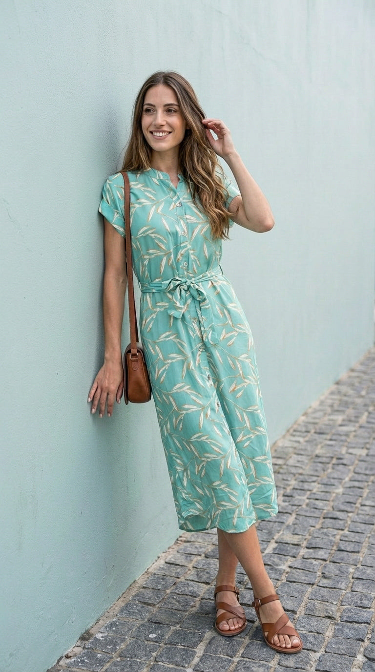 Iris - Juniper: Classic Button up Maxi Shirt Dress