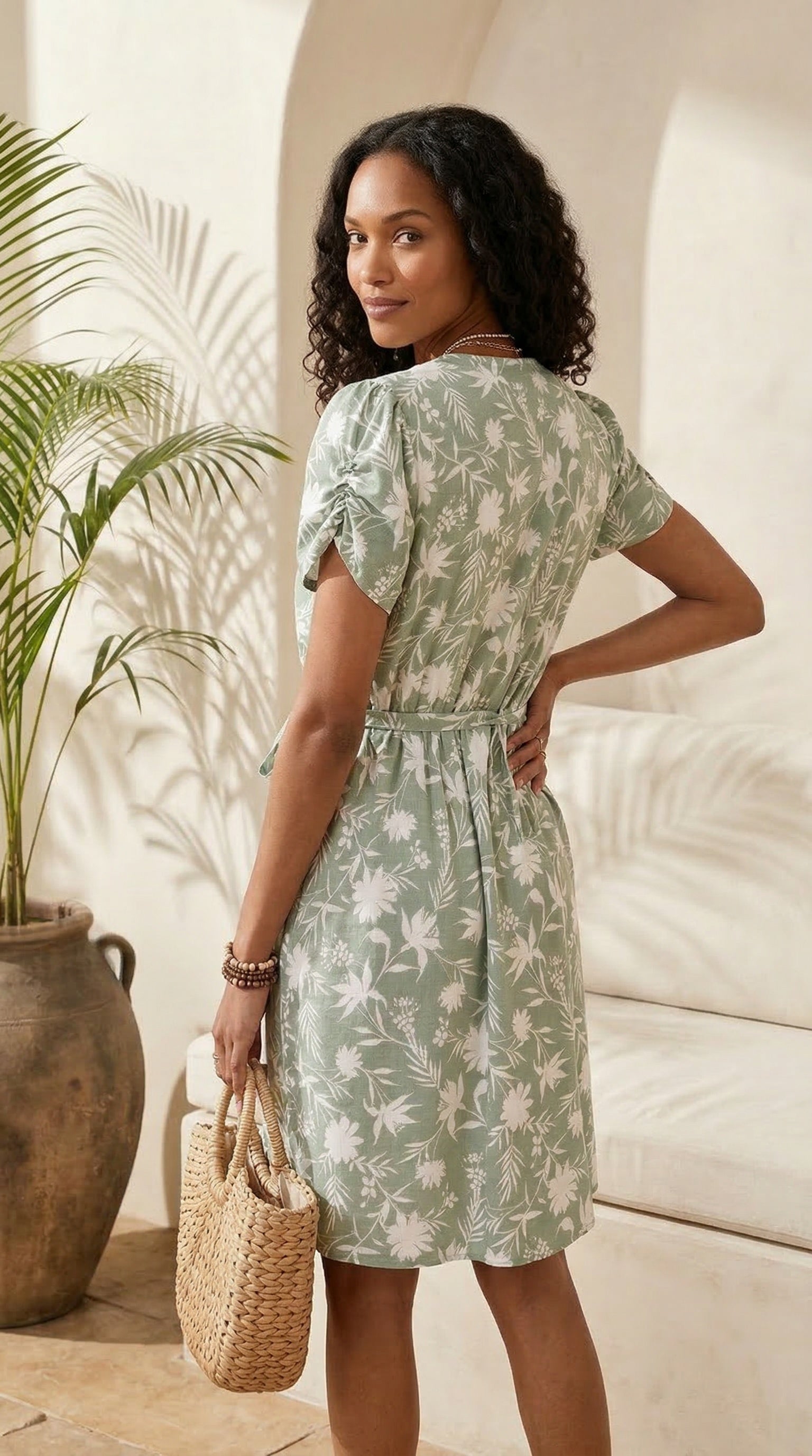 Gemma - Floral Ruffle: V-neck button up mini dress