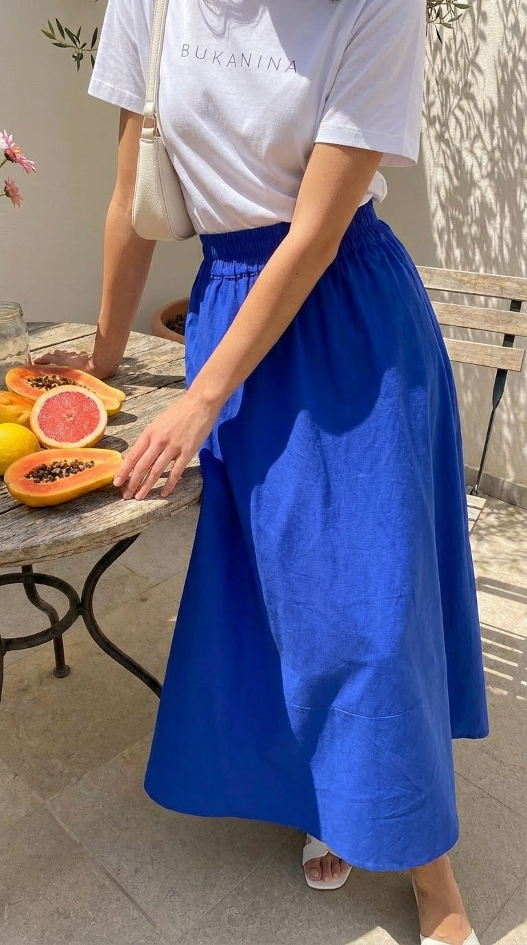 Shay - Royal Blue: A-line Poplin skirt