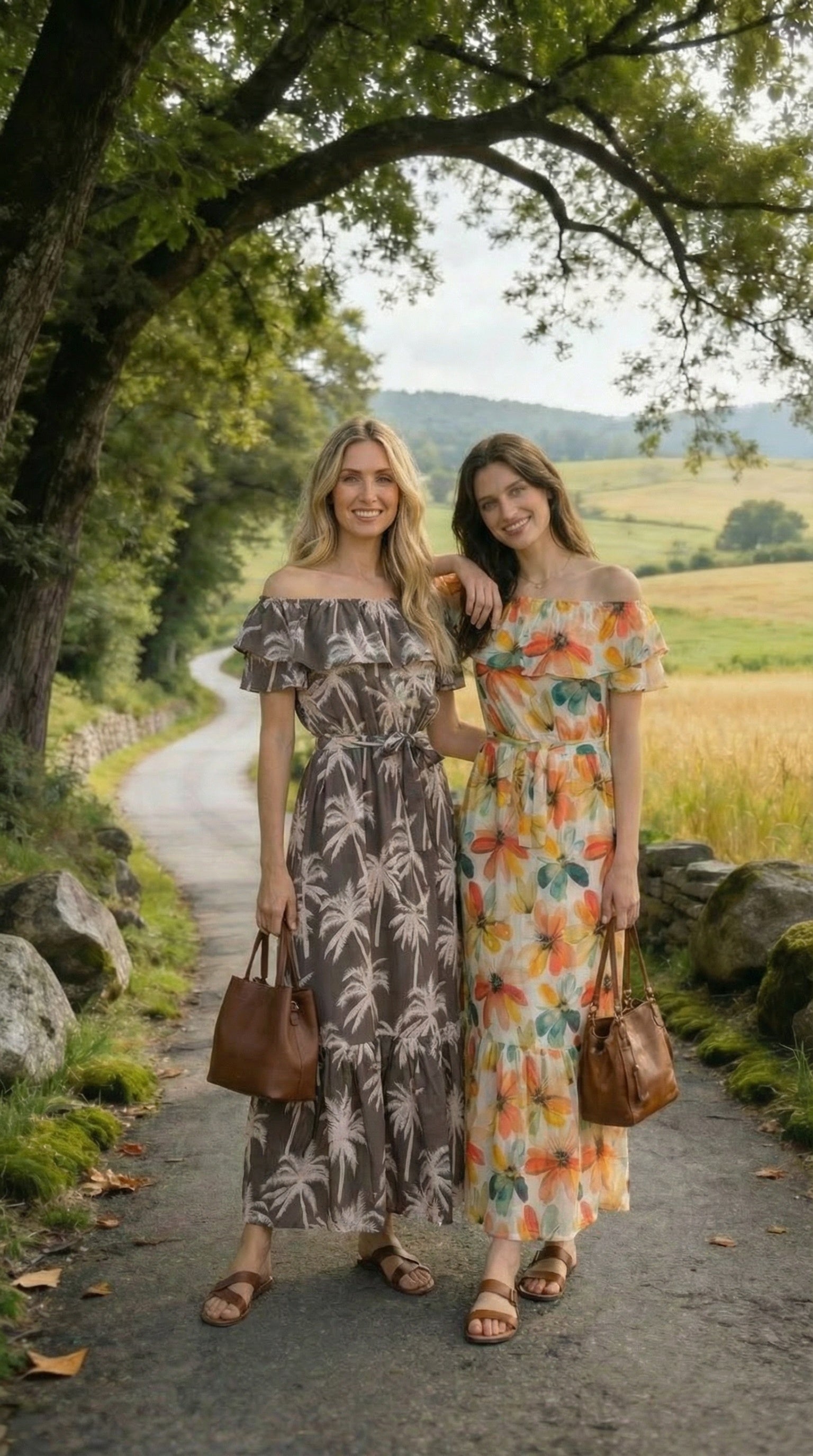 Anouk - Palm Glow: Off the shoulder maxi dress