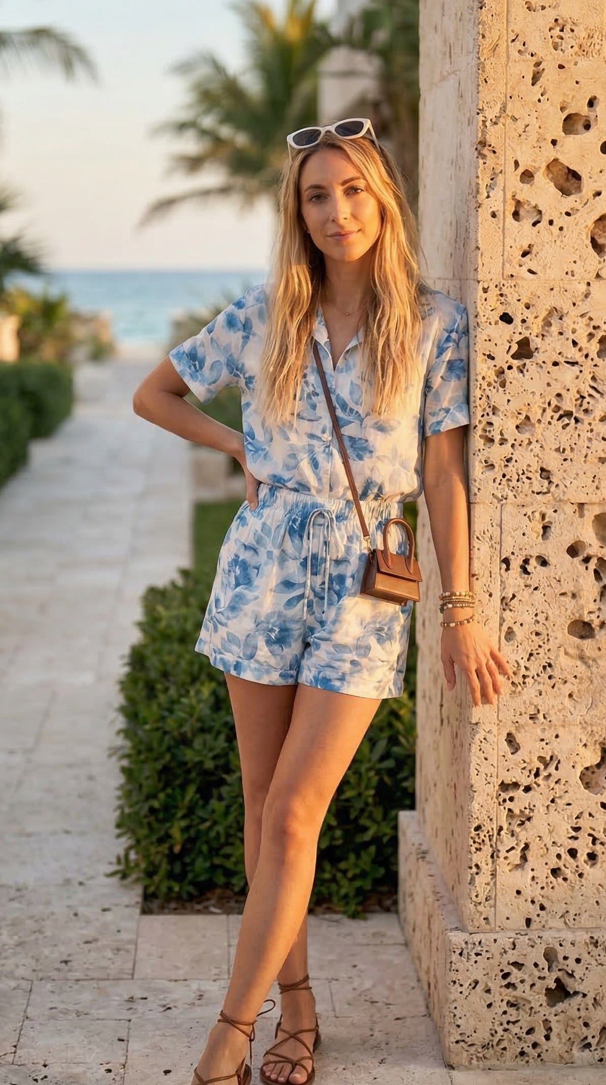 Sammy Shorts - Willow Grove: High-waisted flared shorts with pockets