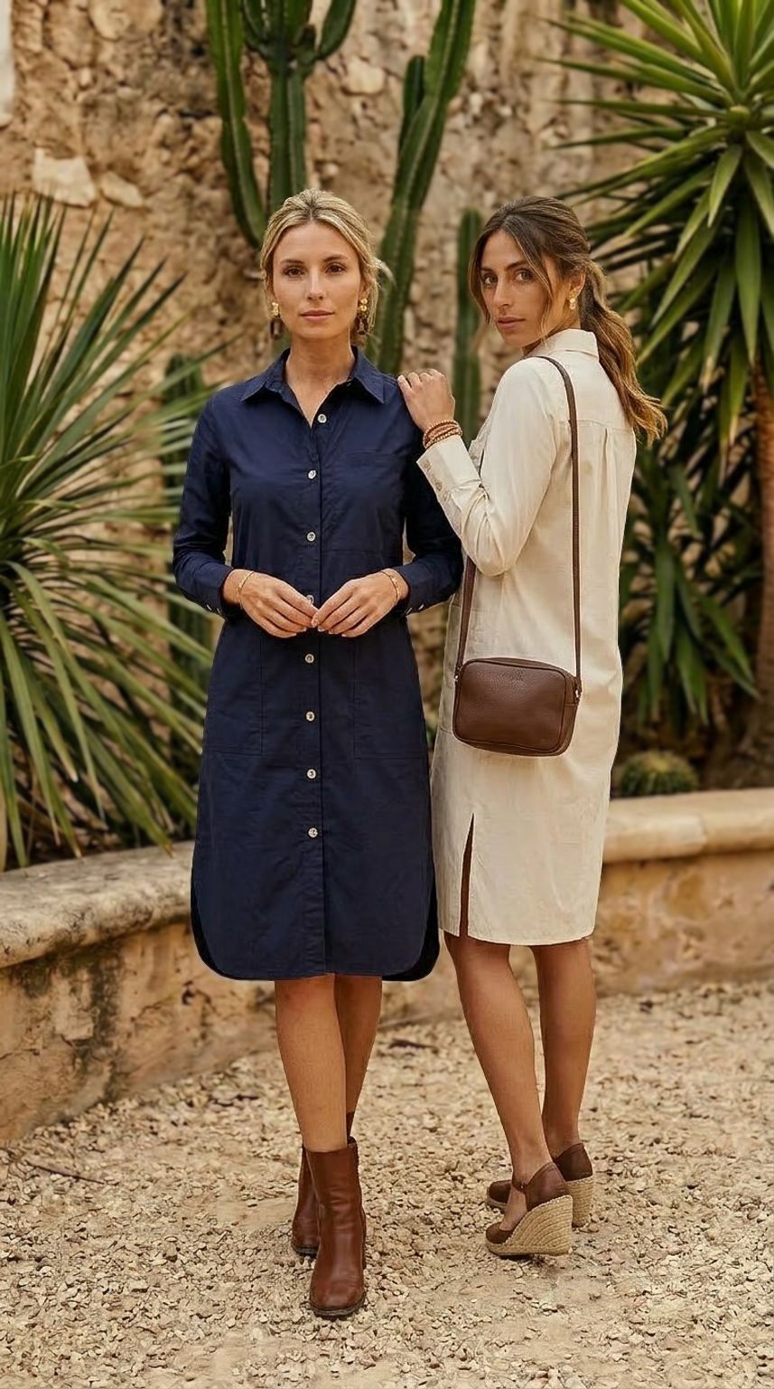 Callie - Ink: Cotton Shirt dress