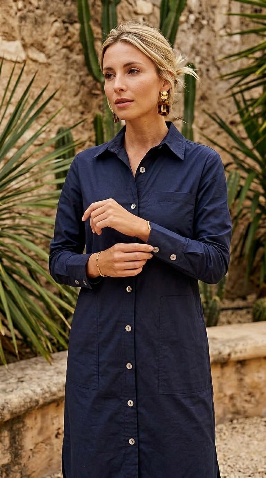 Callie - Ink: Cotton Shirt dress