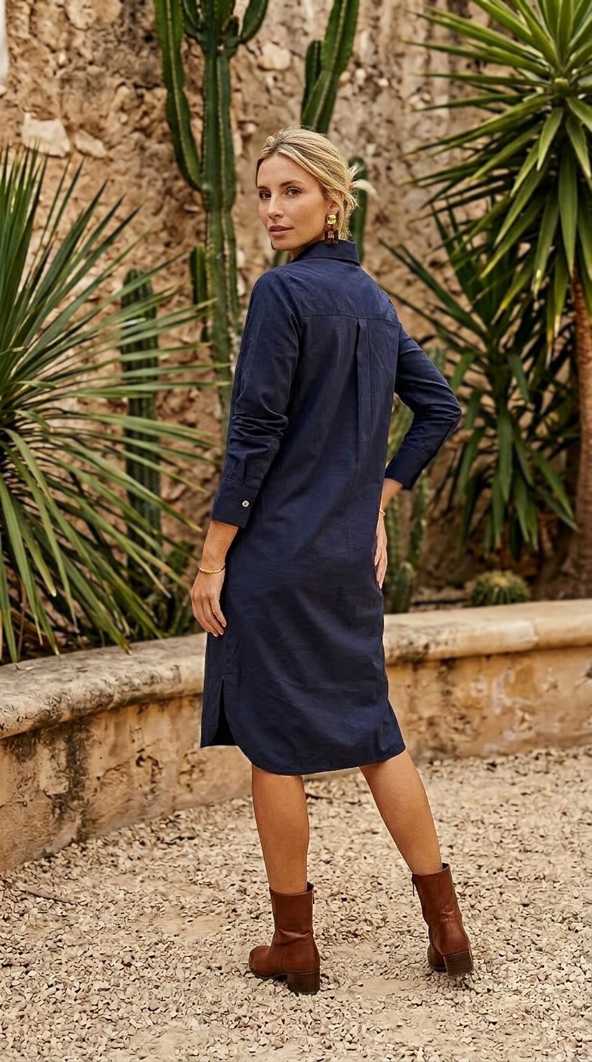 Callie - Ink: Cotton Shirt dress