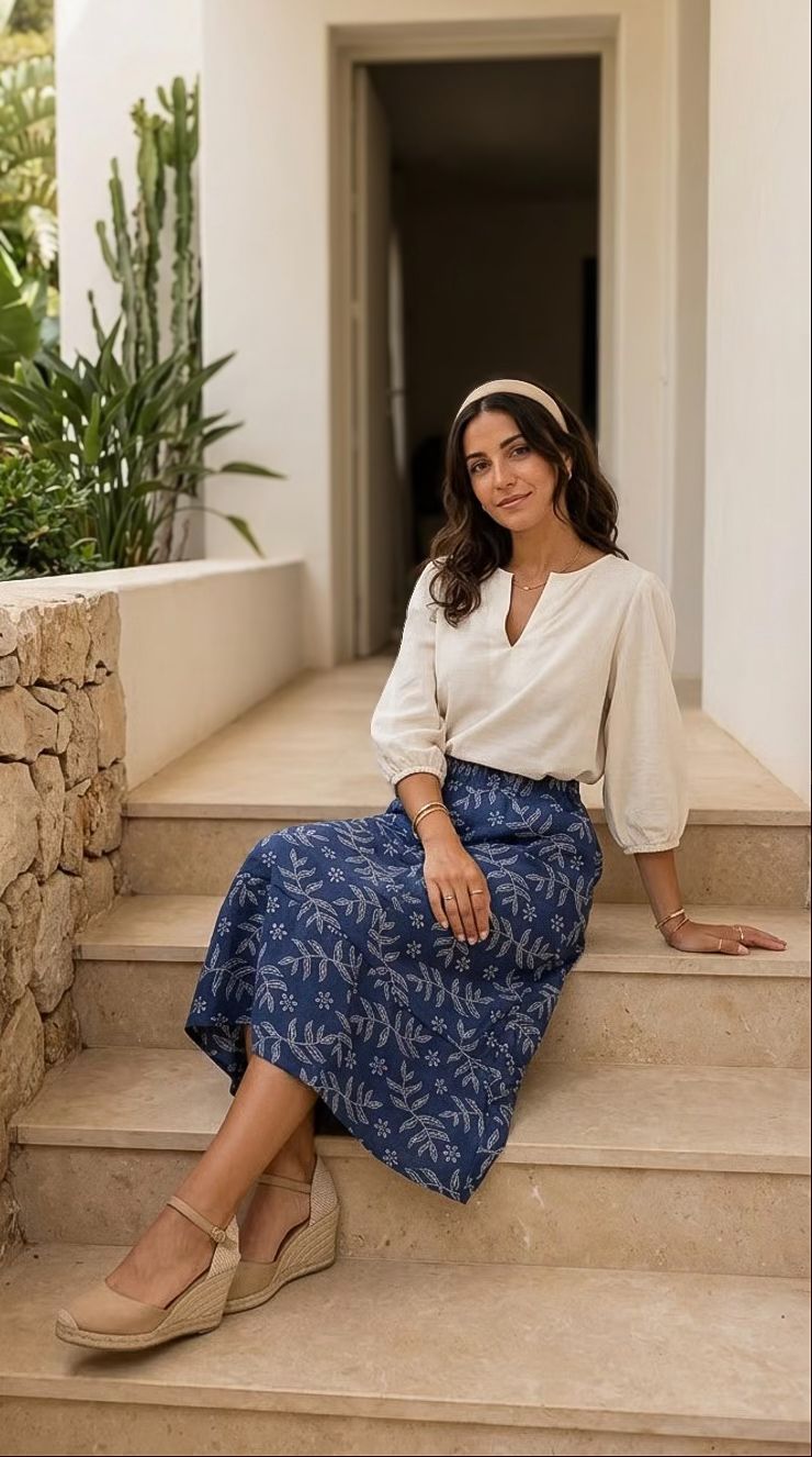 Shay - Midnight Garden: A-line skirt