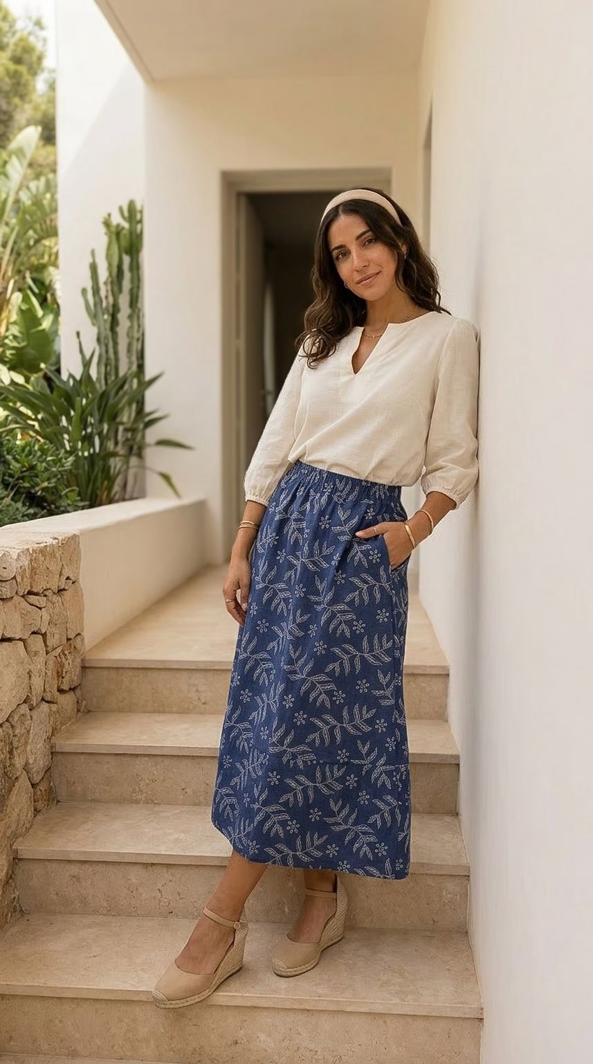 Shay - Midnight Garden: A-line skirt