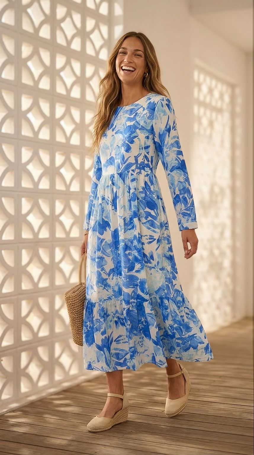 Willow - Indigo Whisper: Tiered Maxi dress