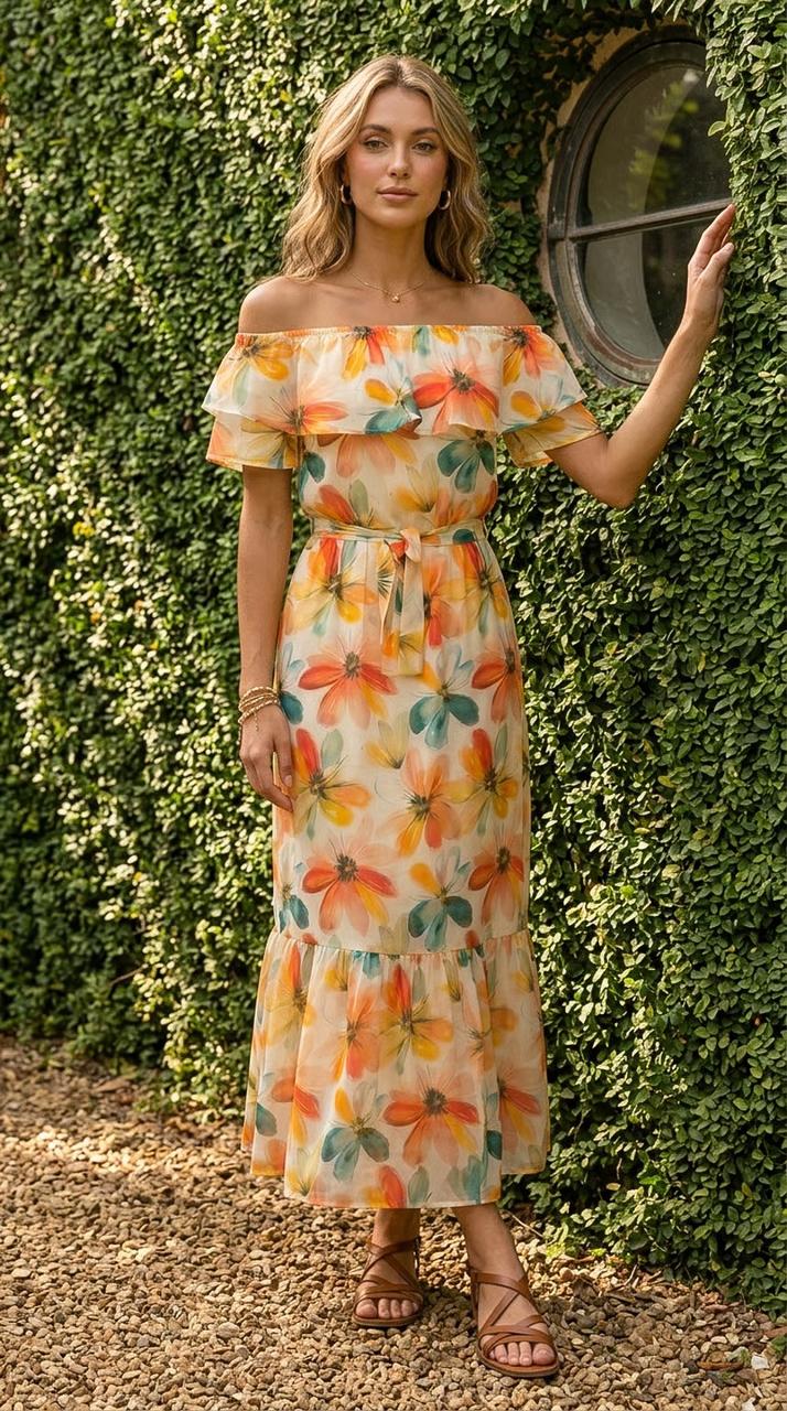 Anouk - Springwoods: Off the shoulder maxi dress