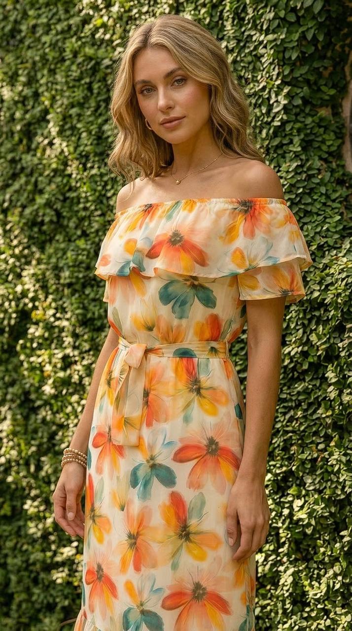 Anouk - Springwoods: Off the shoulder maxi dress
