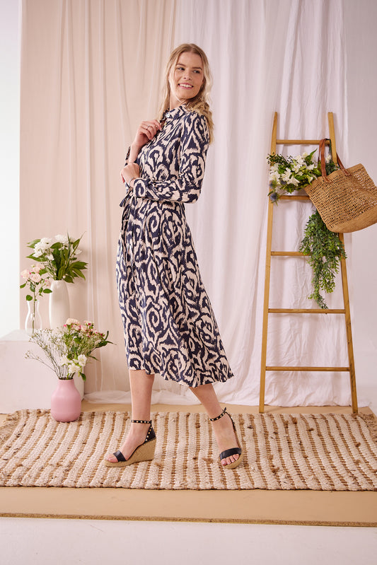 Blake: Blossom: Button-up long sleeve collared dress