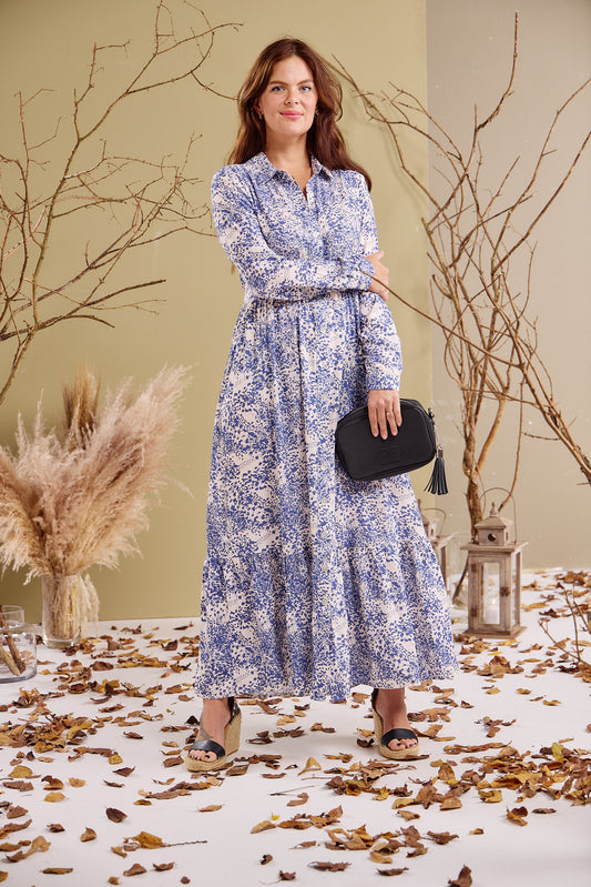 Maddison Maxi - Jungle Jewel: Button-up Collared Tiered Maxi dress