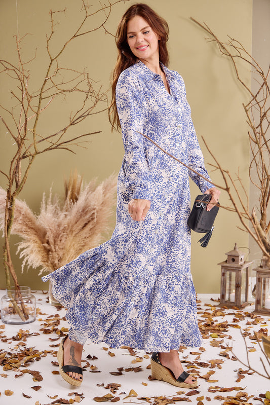 Maddison Maxi - Jungle Jewel: Button-up Collared Tiered Maxi dress