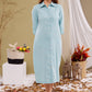Sarah - Dream blue:  Classic midi shirt dress