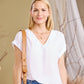 Sadie - White:  Basic V-Neck Top