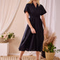 Rosey - Black Poplin : Collared A-line dress