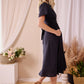 Rosey - Black Poplin : Collared A-line dress